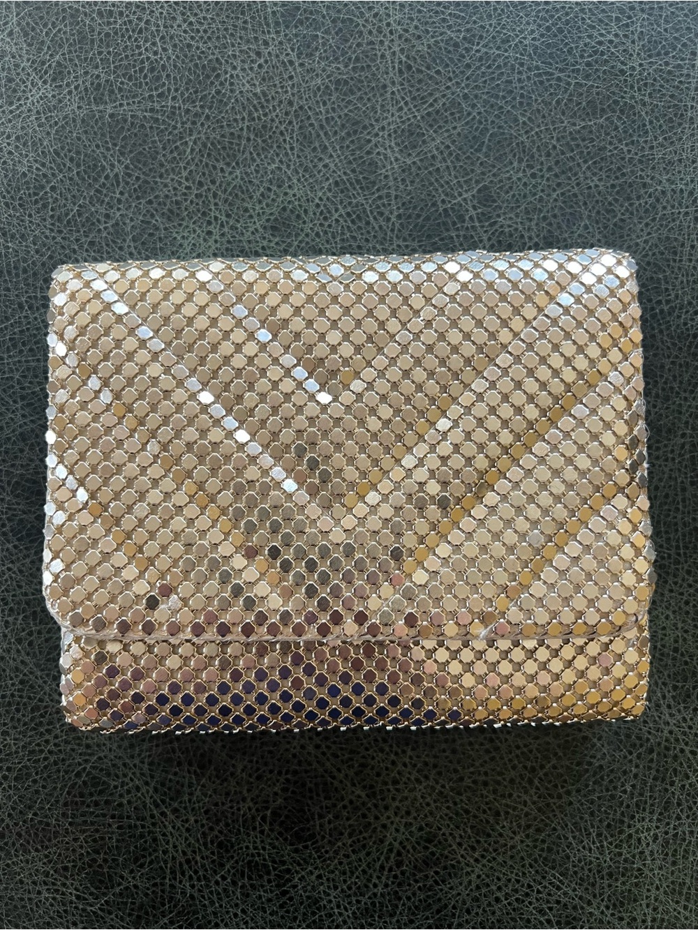 Jessica McClintock Clutch Bag with Chain Strap Gold Sequin and Silver
